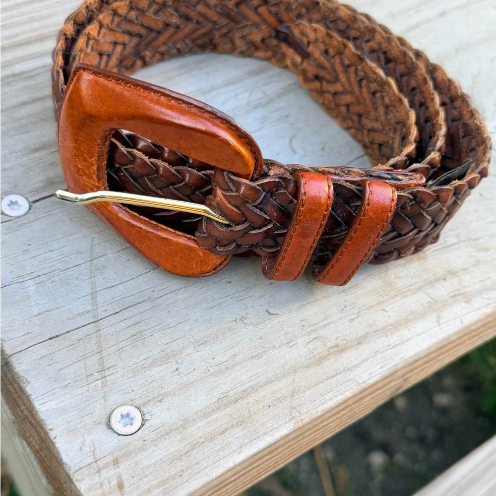 Vintage De Vecchi by Hamilton Hodge Woven Leather Belt Made in Italy‎ Brown